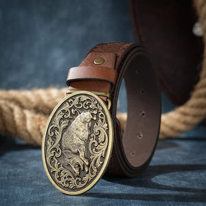 Cowboybälte med vildsvinsspänne