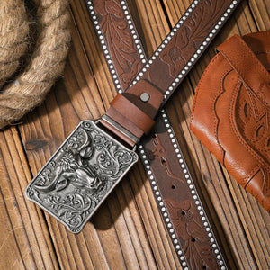 Cowboybälte Tjurhuvud Silver