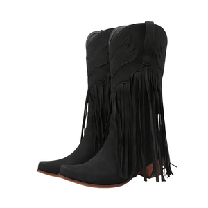 Cowboyboots dam med fransar i retrostil av mjukt läder
