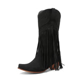 Cowboyboots dam med fransar i retrostil av mjukt läder Svart / 34