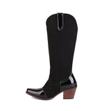 Cowboyboots med Blommönster och Fyrkantig Klack Svart / 35