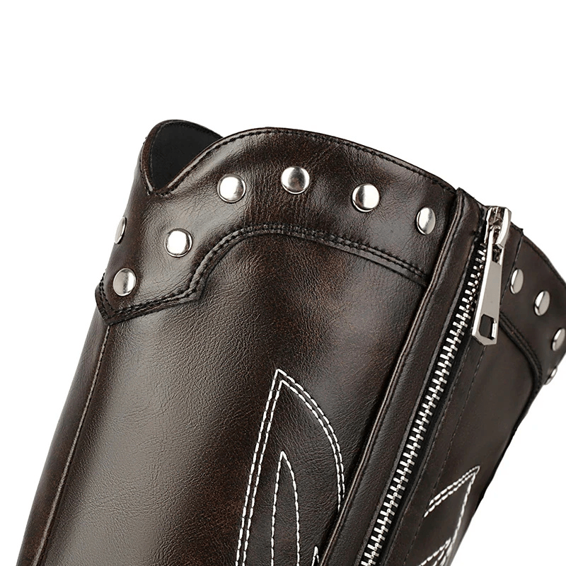 Cowboyboots med broderad design och chunky klack