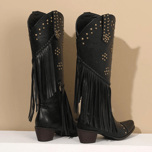 Cowboyboots med Fransar och Präglad Läderlook