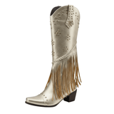 Cowboyboots med Fransar och Präglad Läderlook Guld / 35