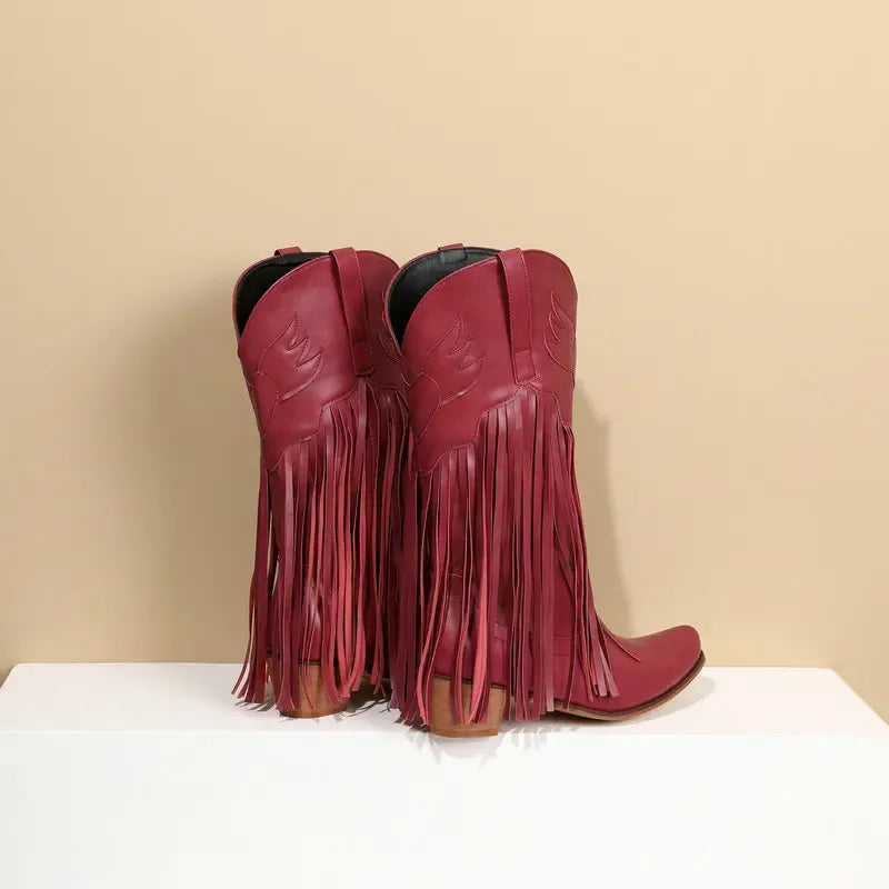 Cowboyboots med fransar och retrolook