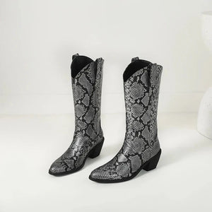 Cowboyboots med Ormskinnsmönster för Dam