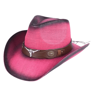 Cowboyhatt i Flätad Halmlook med Solskärm Rosa / 56-58cm