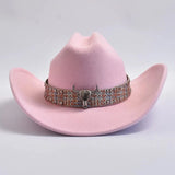 Cowboyhatt i westernstil med elegant bälte och bred brätte Rosa / One Size