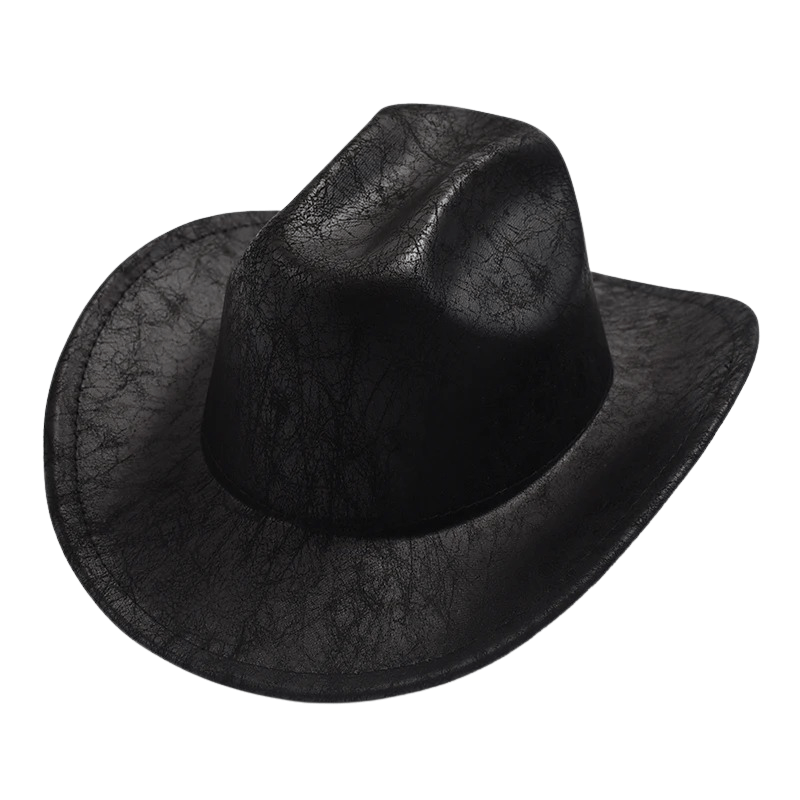 Cowboyhatt i vintageimitation av läder Svart / 56-58cm