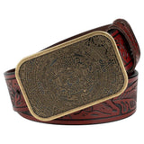 Cowboyläderbälte Aztekspänne Brons Rödbrun / 90cm