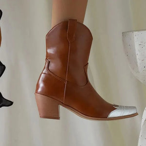 Cowgirl-Ankelboots med Metalltå