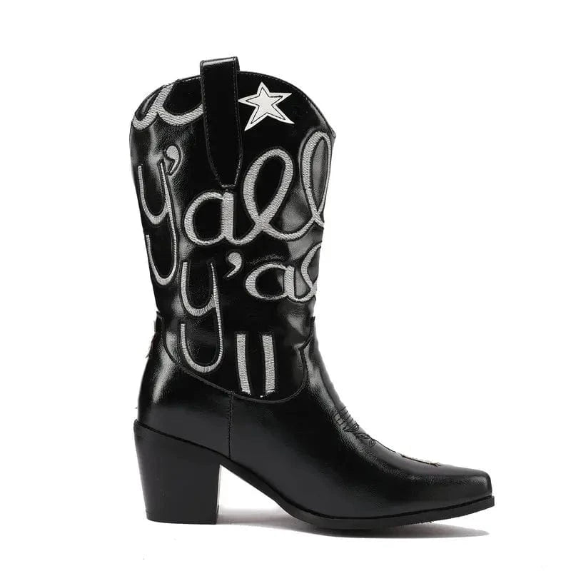 Cowgirl Boots med Stjärnbroderi