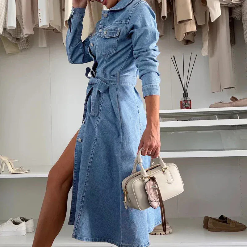 Denimklänning med skärp