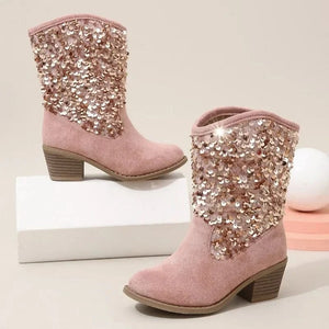 Rosa Cowboyboots för Barn med Paljetter