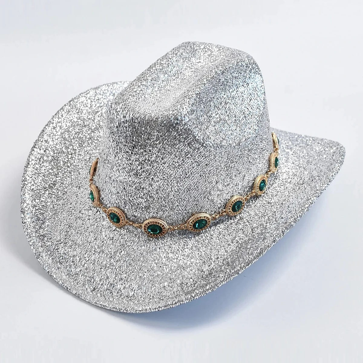 Glittrig cowboyhatt med strass Silver / One Size