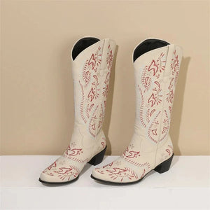 Höga Cowboybots med Rött Broderi