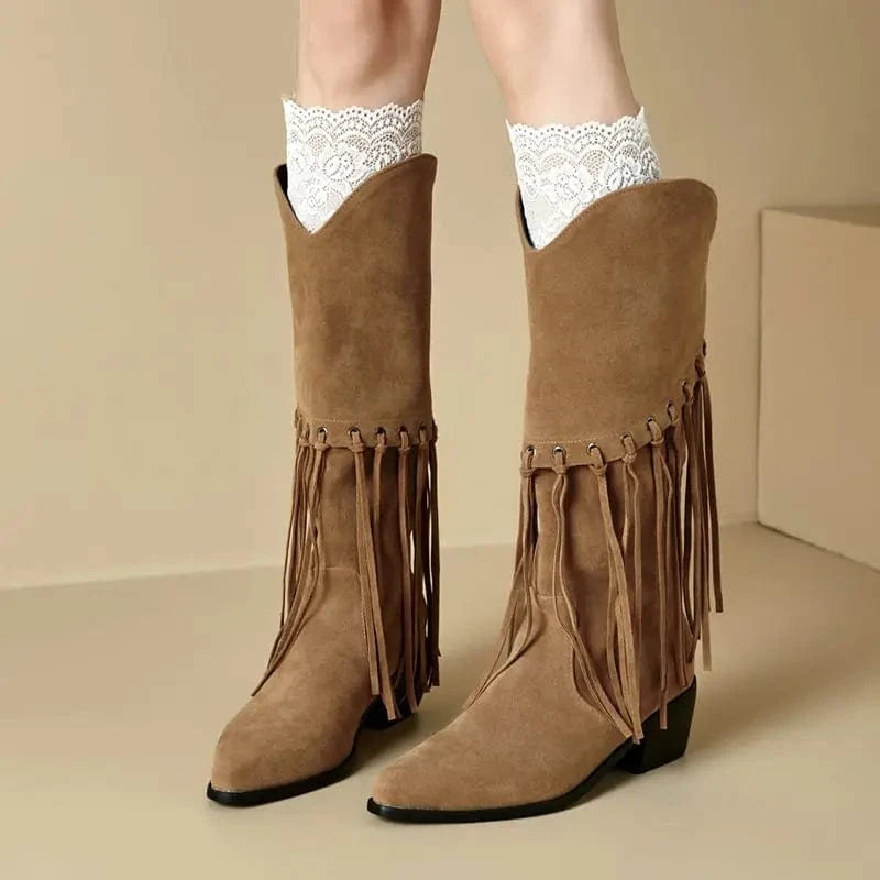 Höga Frans Cowboyboots i Mocka