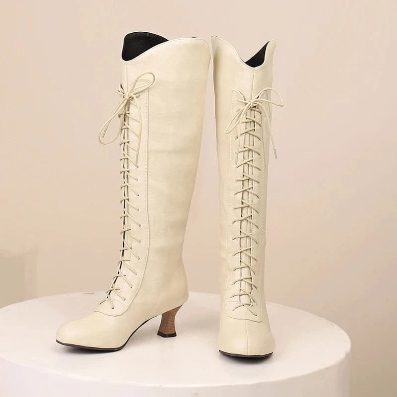 Höga Snörstövlar i Viktoriansk Westernstil för Dam