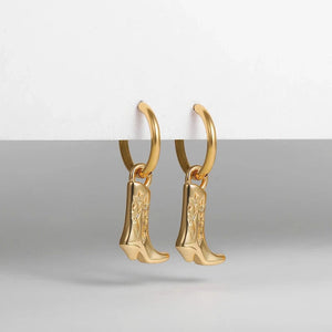 Hoops örhängen med cowboyboots Guld