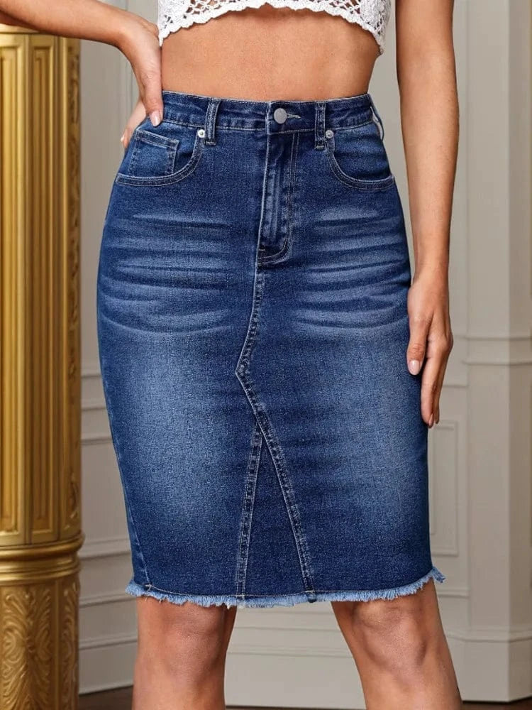 Jeanspennkjol med slits