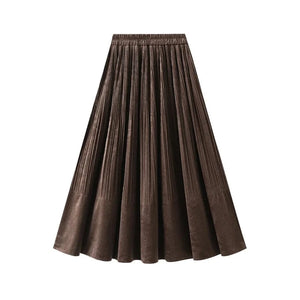 Lång kjol sammet Brun / One Size