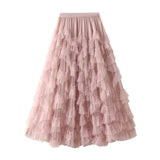 Lång kjol tyll Rosa / One Size