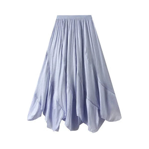 Midikjol med asymmetrisk drapering Blå / One Size