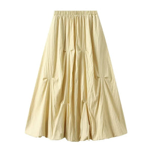 Midikjol med ballongsilhuett Gul / One Size