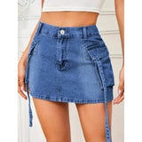 Minikjol jeans Blå / S