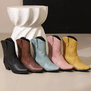 Mönstrade Låga Cowboyboots för Dam