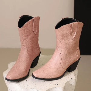 Mönstrade Låga Cowboyboots för Dam