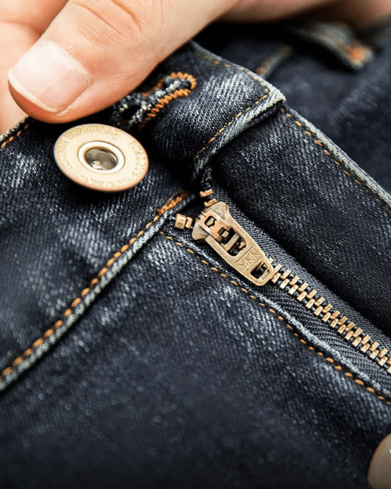 Mörkblå raka jeans i vintage-stil för herr