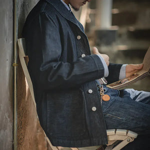 Mörkblå vintage jeans jacka herr