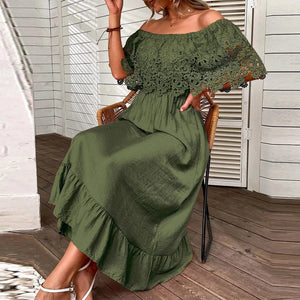 Off shoulder klänning sommar
