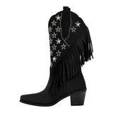 Cowgirl Boots med Amerikansk Flagga och Fransar Svart / 46