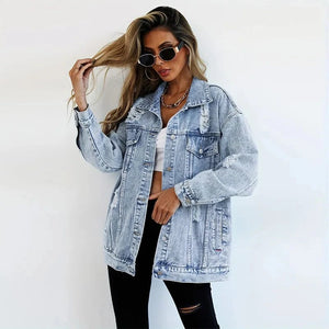 Oversize jeansjacka dam
