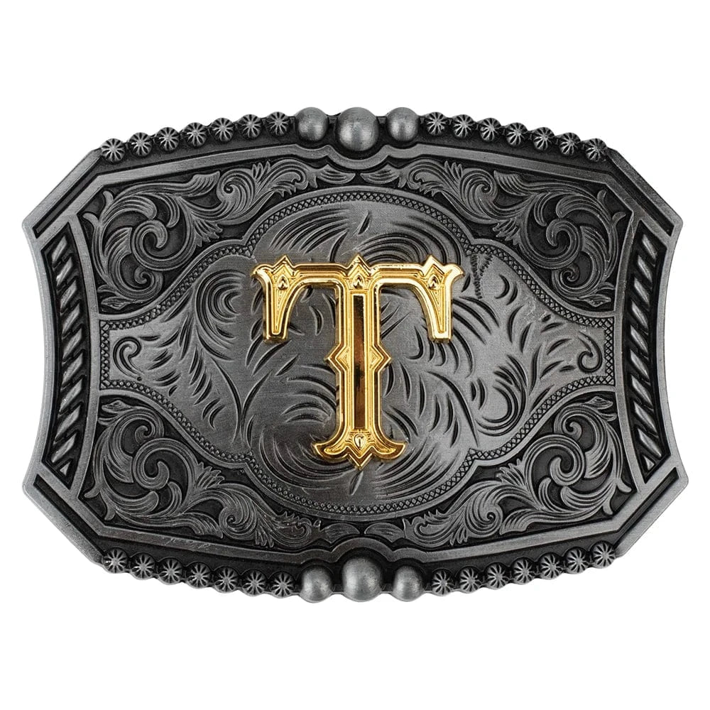 Personligt bokstav bältesspänne western stil metall Bokstav T