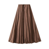 Plisserad satinkjol Brun / One Size