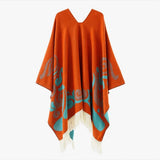 Poncho med fransar Orange / One Size