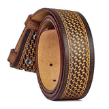 Präglat westernbälte i äkta läder med klassisk cowboykänsla Cognac / 105cm