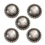 Rund concho med blomgravyr Antik Silver
