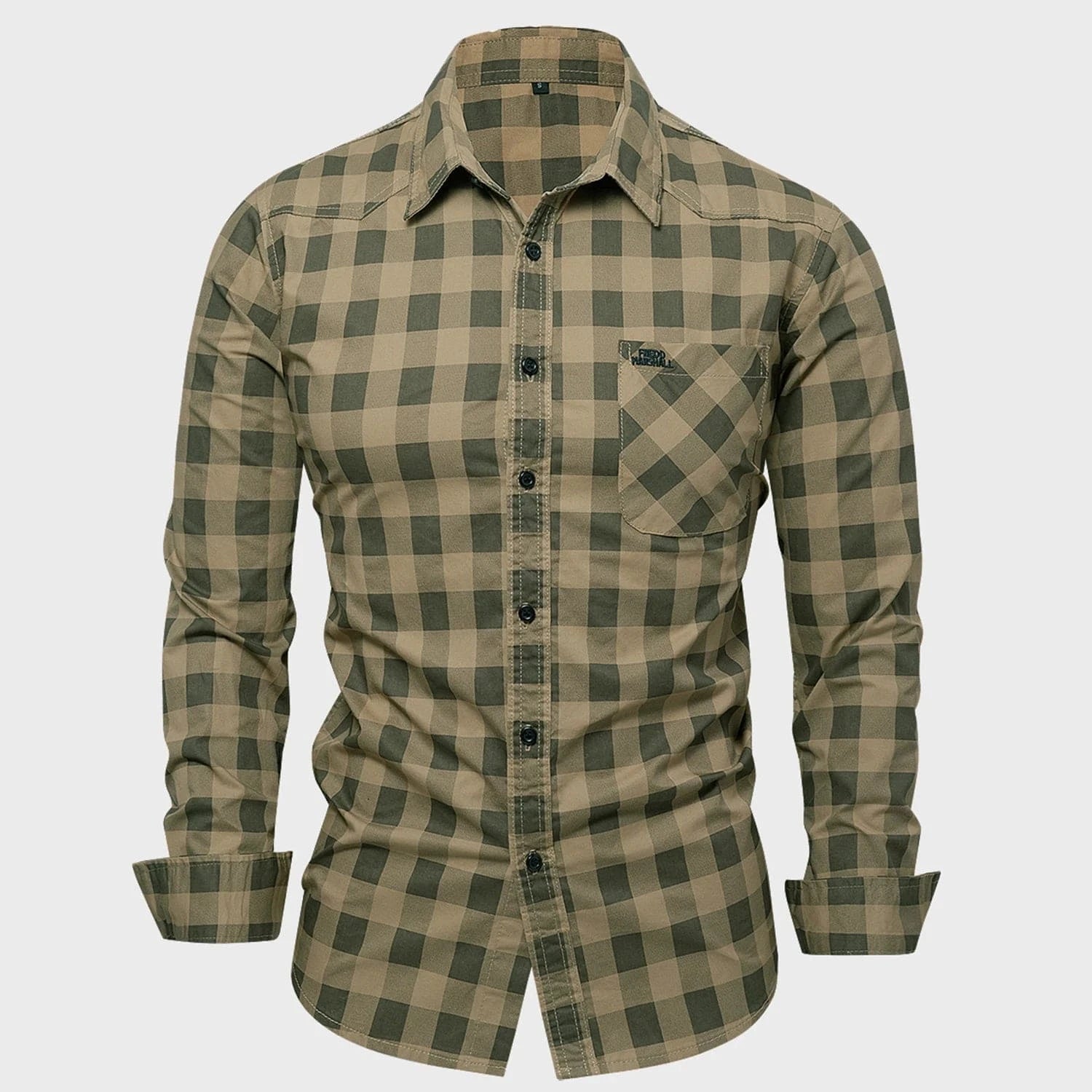 Rutig westernskjorta herr Khaki / S