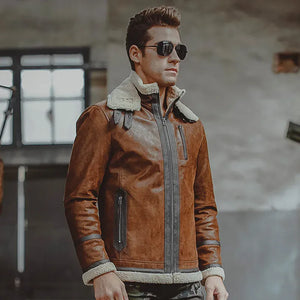 Shearling jacka brun