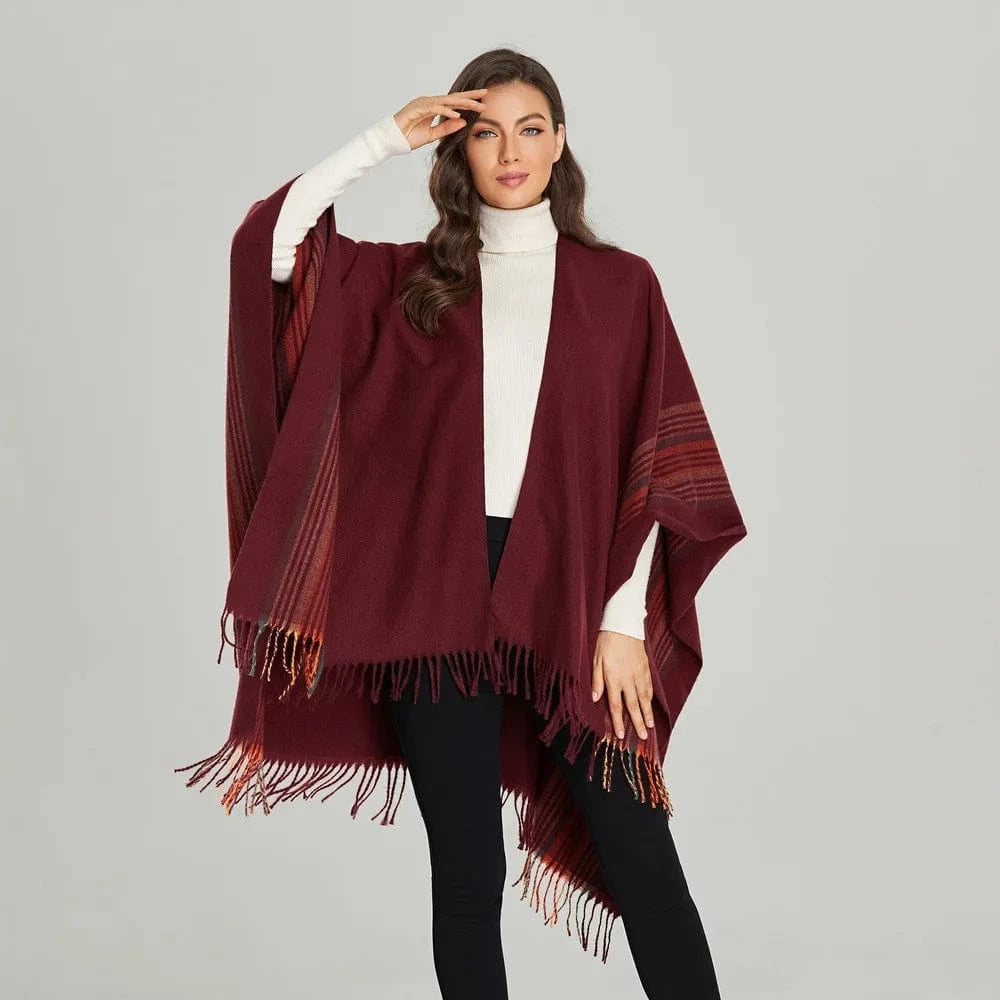 Sjal poncho Vinröd / One Size