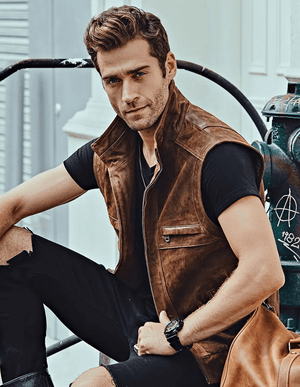 Skinnväst herr brun
