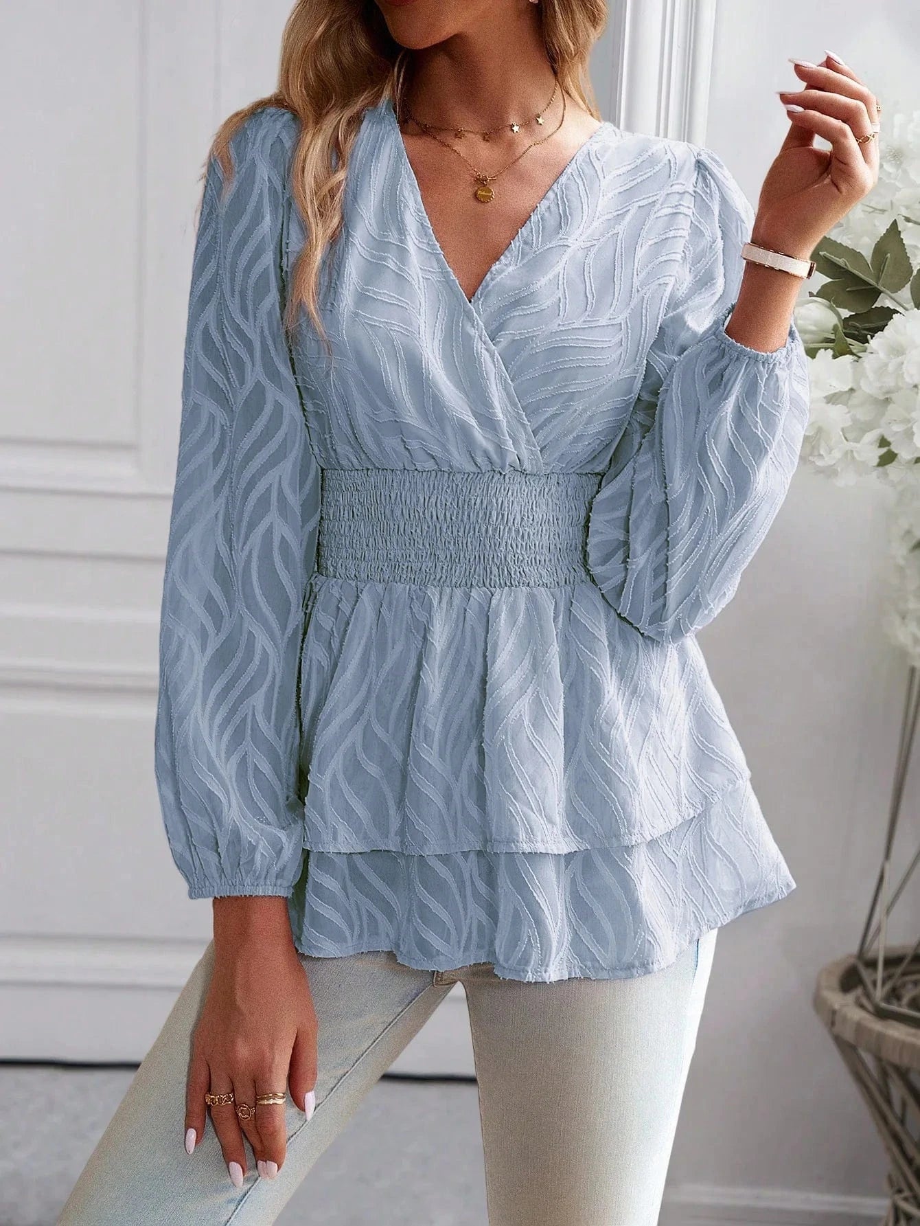 Smockad blus