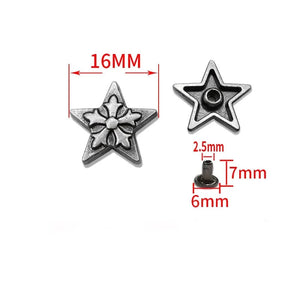 Stjärnformad Concho i Vintage Zinklegering Silver / 16mm