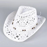Stråhatt cowboy Snäckor Flätad Vit / Ungefär 56-58cm