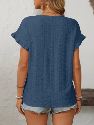 T-shirt blus med volangärmar