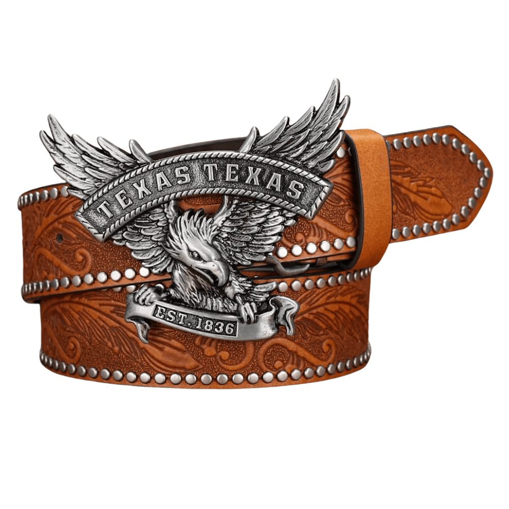 Texas cowboybälte med silver örnspänne Brun / 120cm